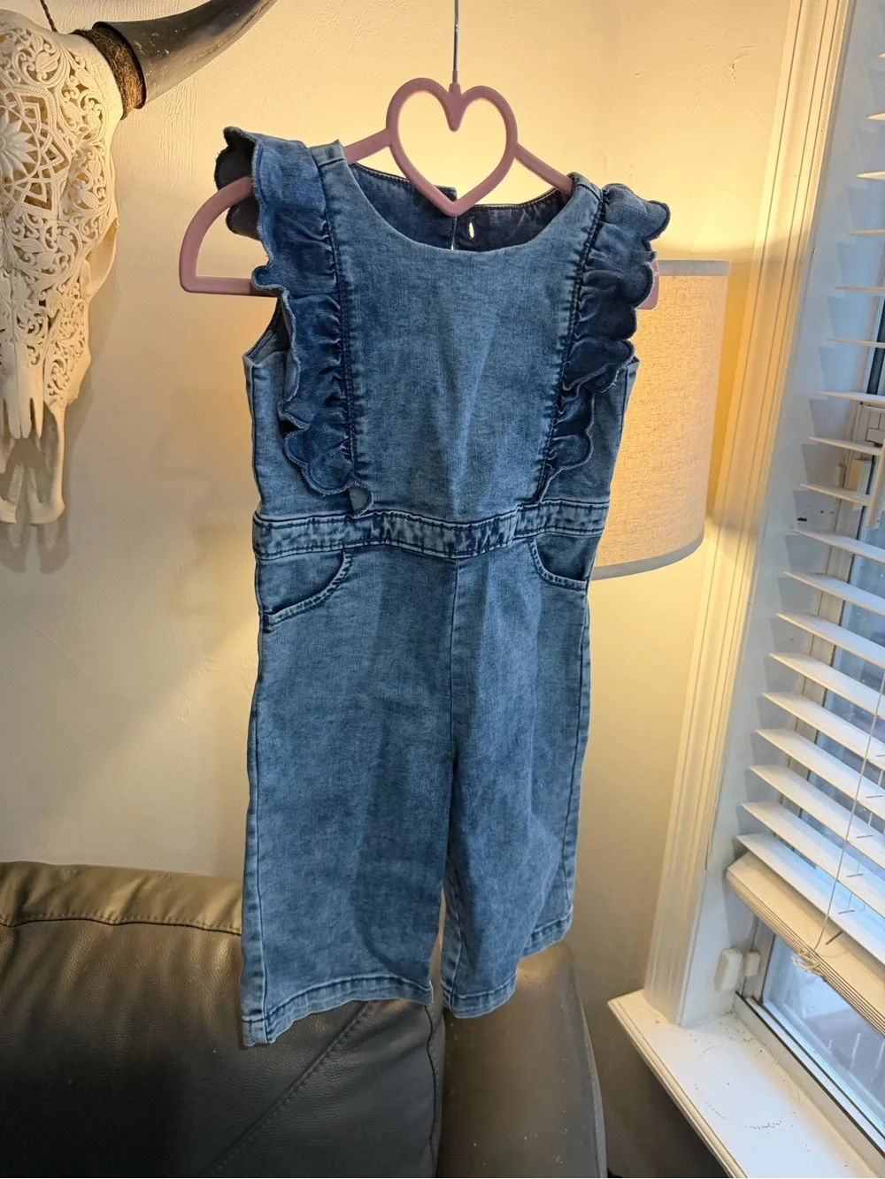 Janie and Jack Ruffle Denim Jumpsuit